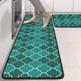 thumbnail image 2 of Kitchen Rugs Sets Of 2,Teal Gold Checkerboard Checkered Pattern Anti Fatigue Kitchen Mat Rugs Non Slip Washable,Decorative Kitchen Floor Mats for Kitchen,Sink,Laundry,17"x47"+17"x47", 2 of 5