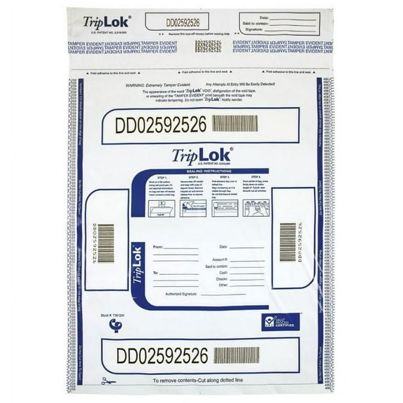 Controltek 585043 Deposit Bag, 12 X 16, 2 Mil Thick, Plastic, White, 100/pack