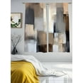 thumbnail image 3 of Grey Brown Abstract Sheer Curtains 72 Inch Length 2 Panels Set, Oil Painting Color Blocks Voile Window Treatment Rod Pocket Curtains Sheers Drapes for Bedroom/Living Room/Kitchen 52"x72"x2, 3 of 7