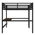 thumbnail image 4 of Queen Loft Bed with Power Outlet & LED Lights, Metal Space-Saving Loft Bed with Desk for Teens & Adults, Black, 4 of 7