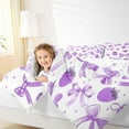 thumbnail image 4 of jejeloiu Purple Bowtie Strawberry Full Size Comforter Sets,Modern Graffiti Artwork Bedding Comforter Set,Cartoon Cute Boe Bowknot Bedding Sets For Teens,Breathable Home Decor Reversible,3 Pieces, 4 of 8