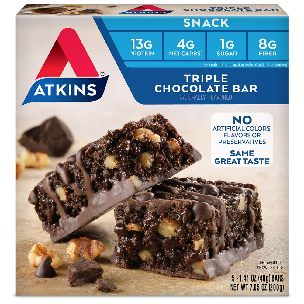 Atkins Snack Bar, Triple Chocolate, Keto Friendly, 5 Count Walmart