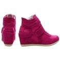 thumbnail image 4 of rismart Women's Formal Wedge Hidden Heel Suede Leather Fashion Sneakers Rose US8.5 8522, 4 of 5