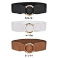 thumbnail image 3 of Clothing Decoration Gold Circle Buckle Exquisite Casual Waist Belts Elastic Belts Wide Waistband Waist Strap BLACK, 3 of 8