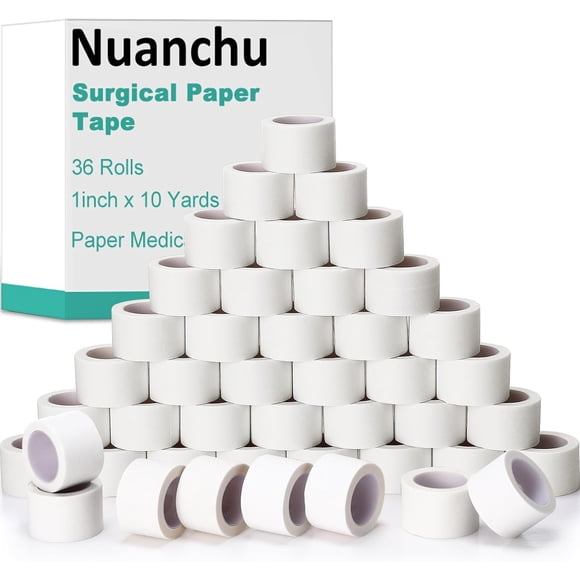36 Rolls Paper Surgical Tape 1 Inch x 10 Yards Medical Tape Suitable for Sensitive Skin Breathable First Aid Adhesive Surgical Ideal for Securing Gauze and Dressings Bandage (White)