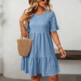 thumbnail image 5 of Horkkom Plus Size Dresses for Women Summer Mini Short Sleeve Sundresses Casual Loose Beach Tiered Dress XXL, 5 of 9
