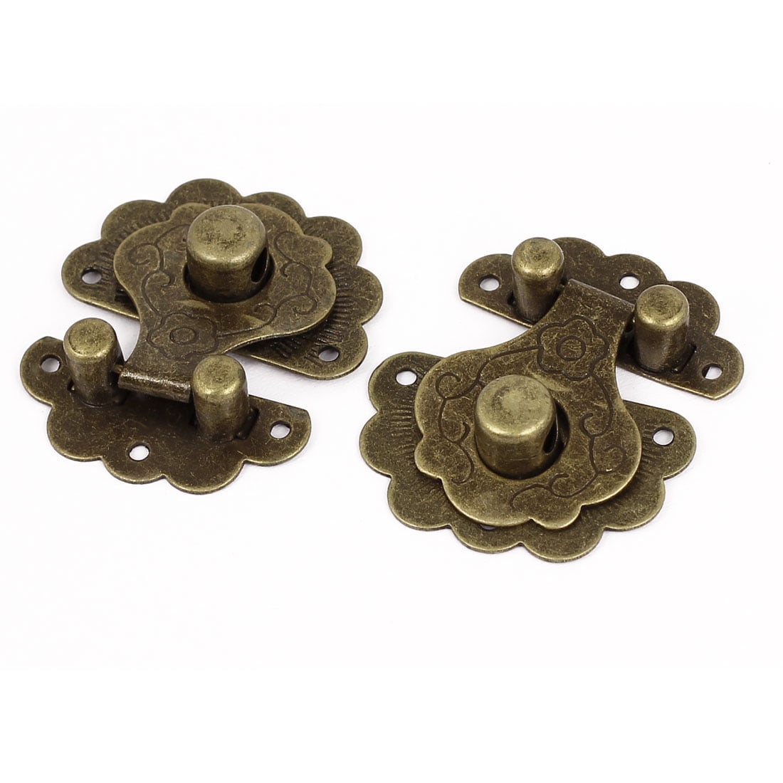 Uxcell Antique Style Wooden Case Chest Box Metal Clasp Hasp Latch Bronze Tone 2 Set