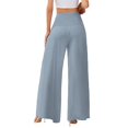 thumbnail image 5 of Palazzo Pants for Women Striped Casual High Waisted Wide Leg Trousers Elastic Waist Stylish Long Beach Travel Pants for Daily Wear, 5 of 6