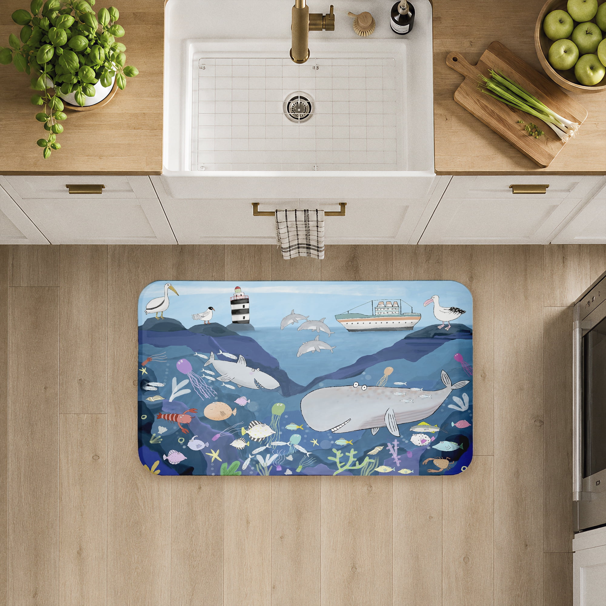 Stupell Industries Sea World Creatures Underwater Printed Anti-Fatigue Floor Mat, design by Carla Daly