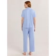 thumbnail image 2 of Joyspun Women's Dreamy Soft Collection Notch Collar Short Sleeve Knit Top & Capri Pajama Set, 2-Piece, Sizes XS-3X, 2 of 3
