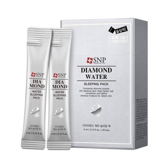 Paquete de dormir SNP Diamond Water | Mascarillas faciales líquidas durante la noche Cuidado de la piel | Hidratante, iluminador y reafirmante para todo tipo de piel | Cuidado de la piel facial corean
