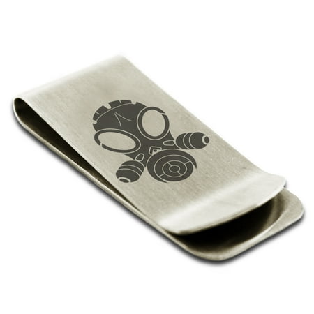 Stainless Steel Biohazard Gas Mask Engraved Money Clip Credit Card (Best Gas Mask For The Money)