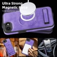 thumbnail image 6 of Allytechgroup Luxury Case for iPhone 16e with Hidden Kickstand, [Compatible with MagSafe], Premium PU Leather + Soft TPU Inner Shockproof Anti-Fall Protective Slim Fashion Case, Purple, 6 of 8