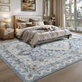 thumbnail image 6 of 6x9 Area Rugs for Living Room, Machine Washable Vintage Rug, Non-Slip Low Pile Throw Rugs with Rubber Backing Washable Carpet for Bedroom Dining Room  Decor, Blue, 6 of 8