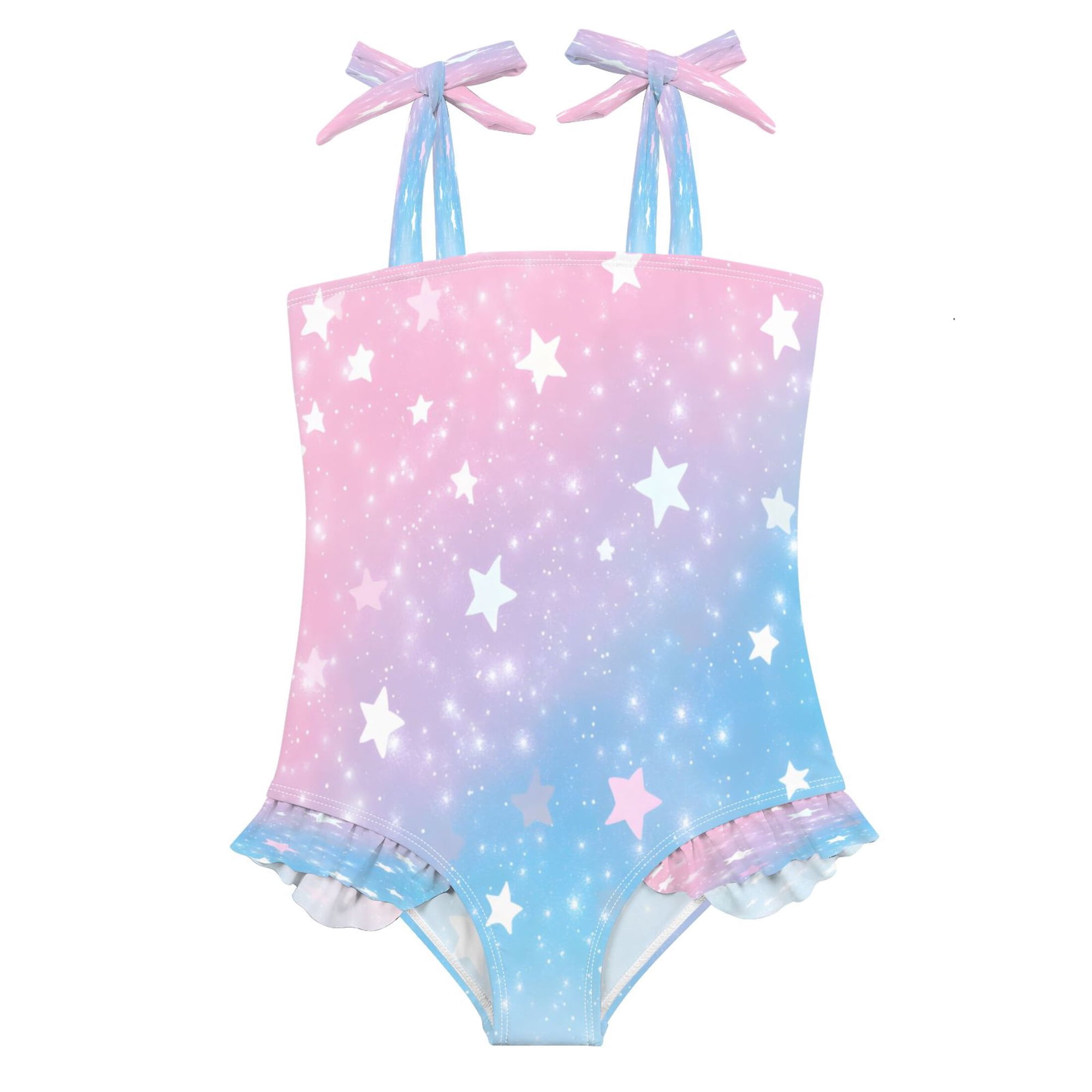 DIXRUYEE Swimsuit One Piece swimwear Star Pink Blue Sky of Pattern