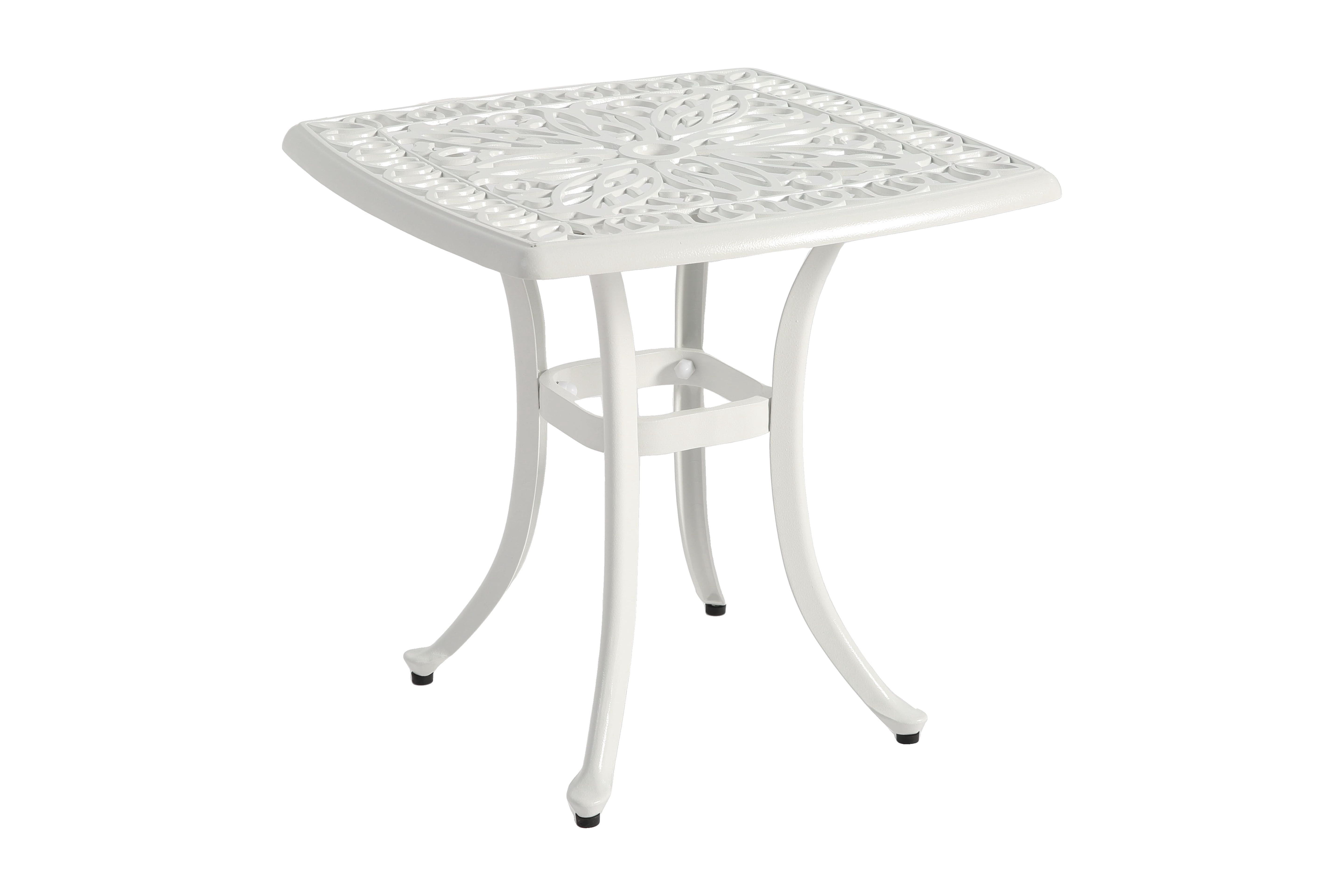 Cast Aluminum Bistro Set of 3 with 2 Chairs and 1 Round Table, Rustproof Outdoor Patio Furniture for Garden and Balcony, White