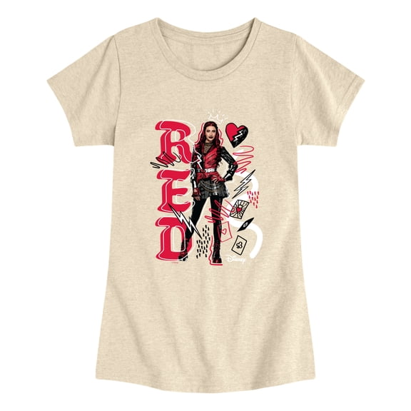 Descendants 5 - Red Hand Drawn Sketch - Youth Girls Fitted Short Sleeve T-Shirt