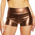 thumbnail image 5 of Avrnliq Womens High Waisted Metallic Wet Look Booty Shorts Stretchy Shiny Dance Shorts for Rave Festival Clubwear Party Cosplay Coffee,Size 2XL, 5 of 6