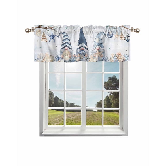 Valance for Windows,Ocean Dwarf Shell Starfish Nautical Anchor Valances Curtain Rod Pocket Valance for Kitchen Bedroom Living Room Bathroom,Leaves Branch Short Curtains Window Treatment 54x18in