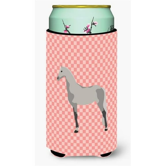 Orlov Trotter Horse Pink Check Tall Boy Beverage Insulator Hugger