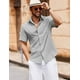 thumbnail image 2 of Camisa COOFANDY de lino con botones de manga corta para hombre, color gris claro, 2 of 6