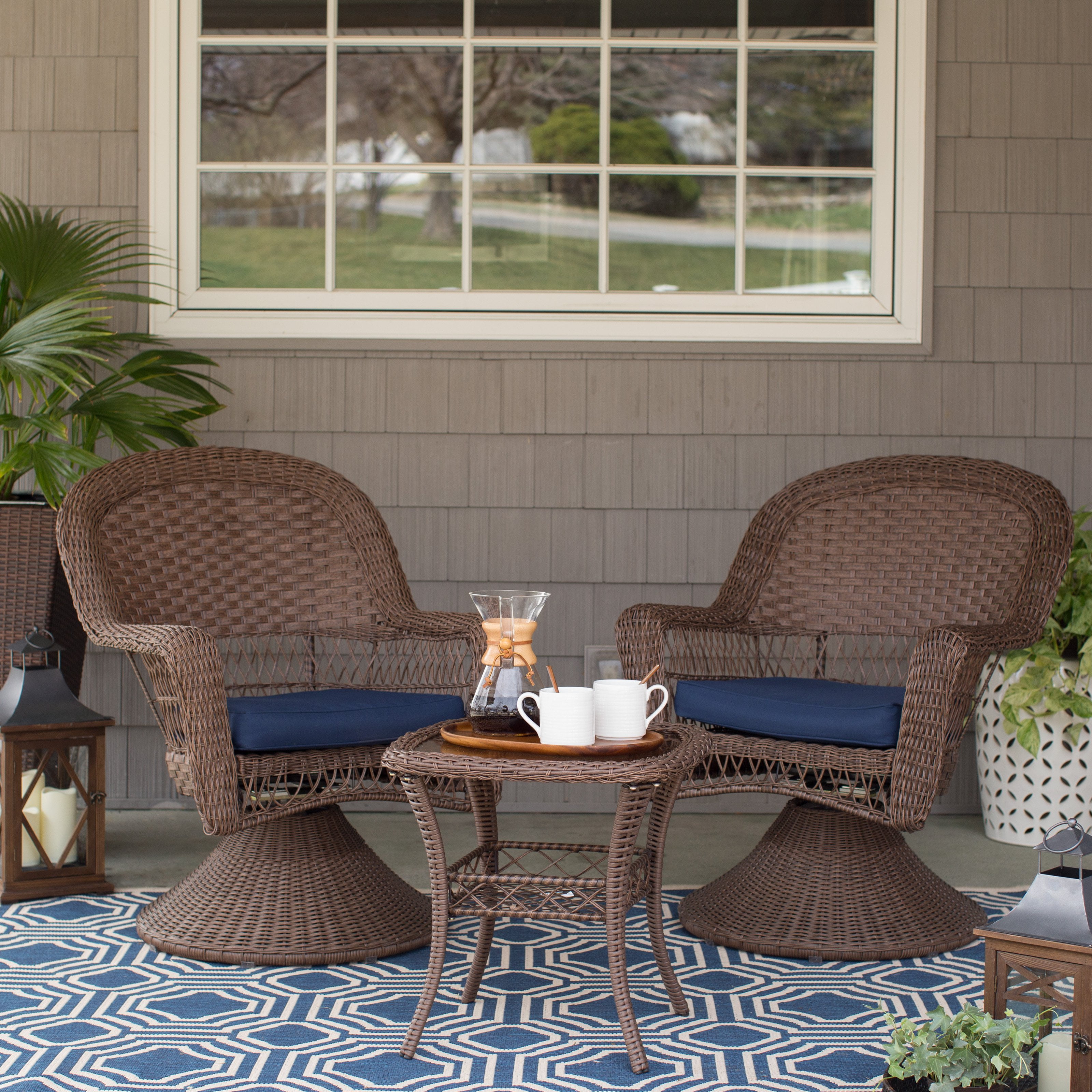C Coast 3 Piece Wicker Swivel Set Com