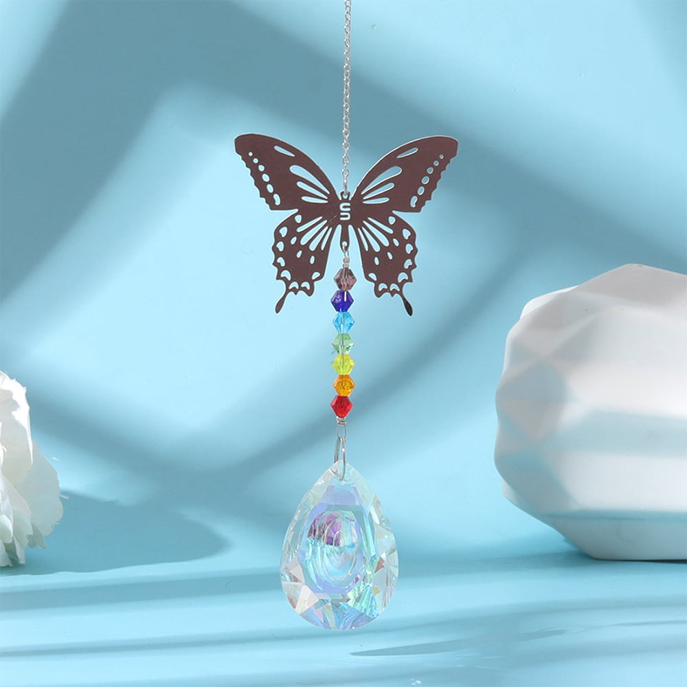WEISIPU Crystal Hanging Decorations - Hanging Ornament Crystals Butterfly  Suncatchers with Clear Crystal Ball for Home, Office, Garden Decoration