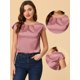 thumbnail image 2 of Blusa sedosa Allegra K Cuello redondo Plisado Informal Elegante Rosa empolvado S, 2 of 4
