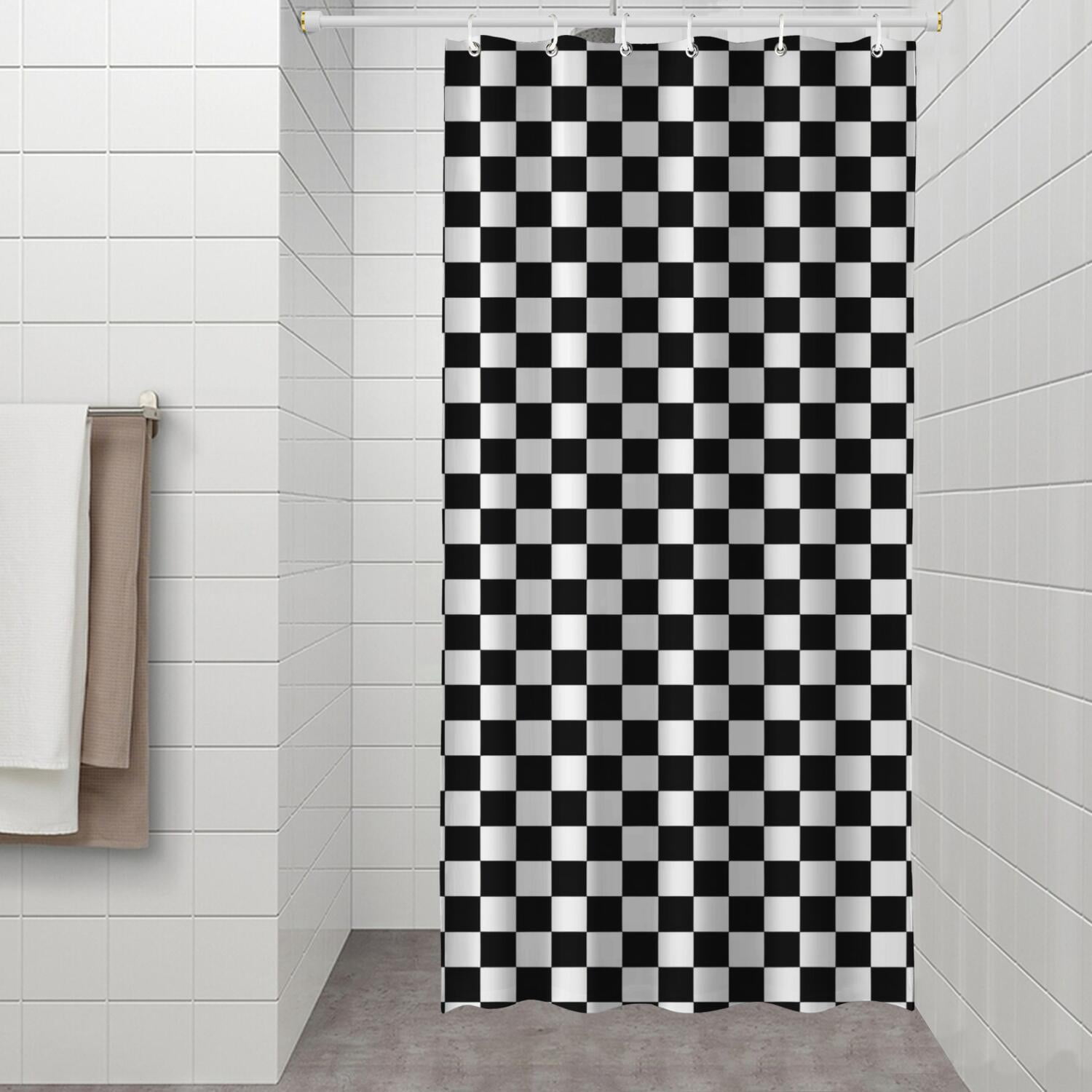 Black White Checkered Pattern Shower Curtain 36"x72" ,Bathroom Decorative Shower Curtains Set with 12 Hooks,Modern Waterproof Washable Shower Curtain