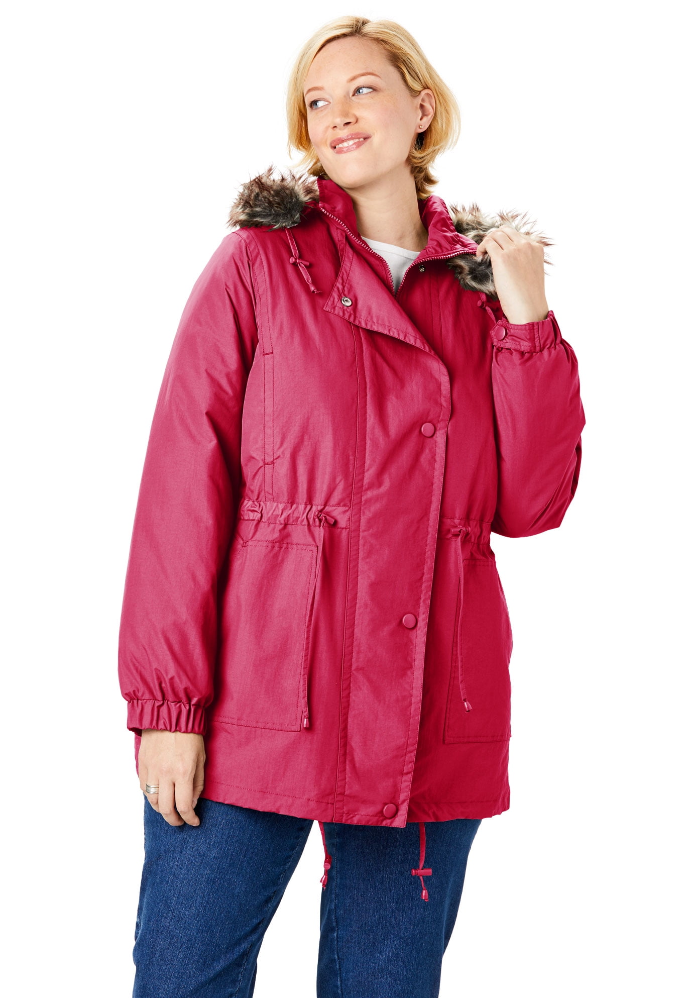 Woman Within Womens Plus Size Quilt-Lined Taslon Anorak