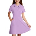 thumbnail image 2 of Fesfesfes Girls Short Sleeve Dress Collared Button Front Casual A-Line Summer Outfit with Pockets for School Daily Wear Ages 5-15 Years, 2 of 9