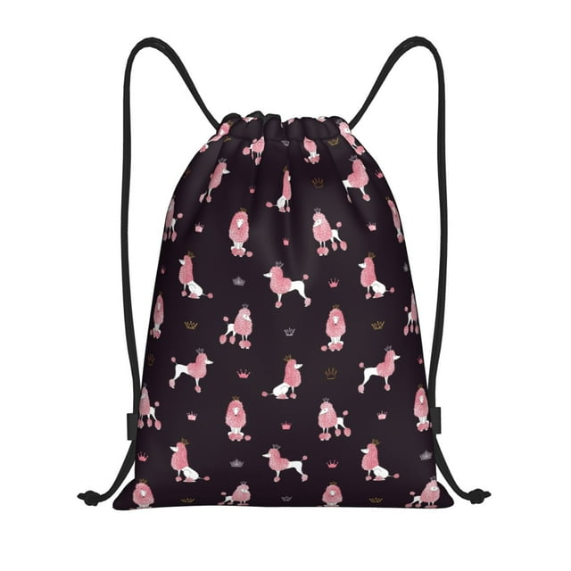 Lukts Poodle Dog Pattern Drawstring Backpack Bag Sport Gym Sackpack,String Backpack Sport Bag Sack,Cinch Tote Gym Backpack-Small