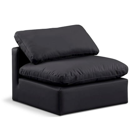 Meridian Furniture Indulge Contemporary Vegan Leather Armless Chair in Black