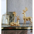 thumbnail image 5 of Lssam Golden Deer 2Pcs Elk Statue Reindeer Sculpture Brass Christmas Figurine Nordic Style Tabletop Decor for Living Room Home Ornament, 5 of 8
