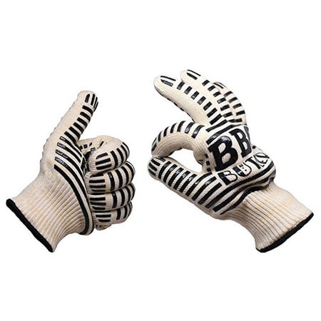 Flame Resistant Gloves - BBQ Butler Premium Heat & Flame Resistant Oven Gloves (Pack of 2 Gloves)