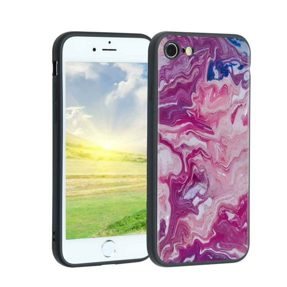 Compatible with iPhone SE 2022 Phone Case, Pink-Marble-5 Case Men Women, Flexible Silicone Shockproof Case for iPhone SE 2022