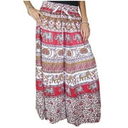 Mogul Women's Ethnic Indian Long Skirt Printed Cotton Maxi Skirts