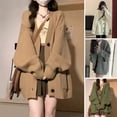 thumbnail image 2 of Women Sweater Coat V-Neck Long Sleeve Solid Color Knitting Coat with Large Pockets Mid-Length Loose Fit Sweater Cardigan, 2 of 8