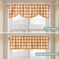 thumbnail image 4 of Orange Plaid Tie Up Valance Curtains for Windows, Kitchen Curtains Window Shades, Gradient Geometric Buffalo White Checkered Light Filtering Roman Curtain Valances for Bedroom/Bathroom/Cafe 42"x12", 4 of 9