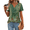 01-green Ethnic Pattern, variant on Summer Tops to Hide Belly for Women Short Sleeve Pleated Tshirts Casual Floral Tshirt Boho Shirts V-Neck Loose Basic Tee Button Comfy Shirts
