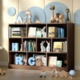 thumbnail image 2 of Cozy Castle Wood Bookshelf, 3-Tier Open Shelf Bookcase, 10 Cube Storage Organizer with Anti-Tilt Device for Bedroom, Living Room, 55.12" W x 11.6" D x 40.95" H, Brown, 2 of 6