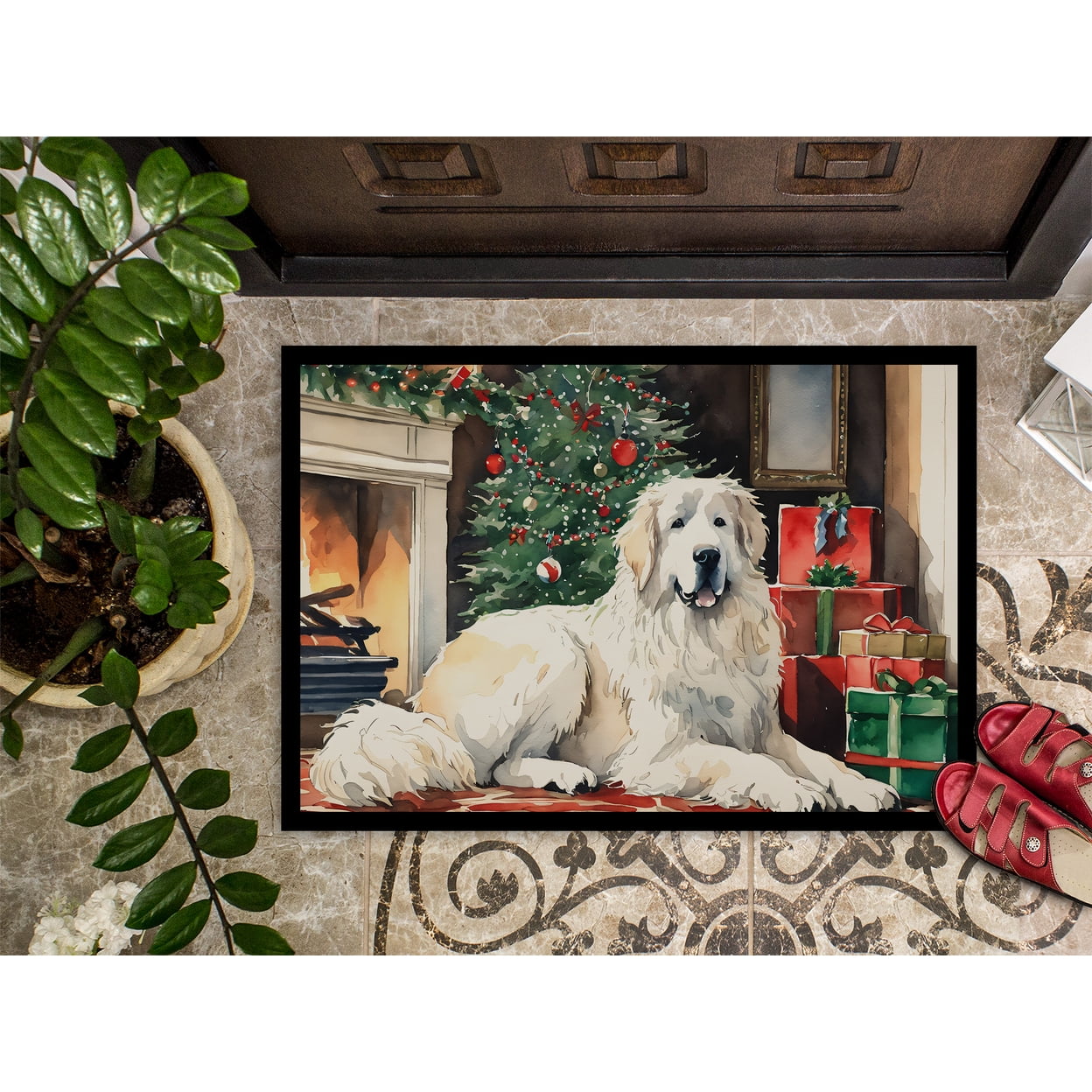 Great Pyrenees Cozy Christmas Doormat DAC2671