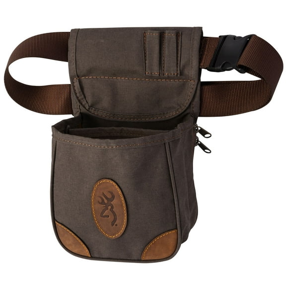 Browning Lona Shell Pouch Canvas/Leather Trim Flint Brown