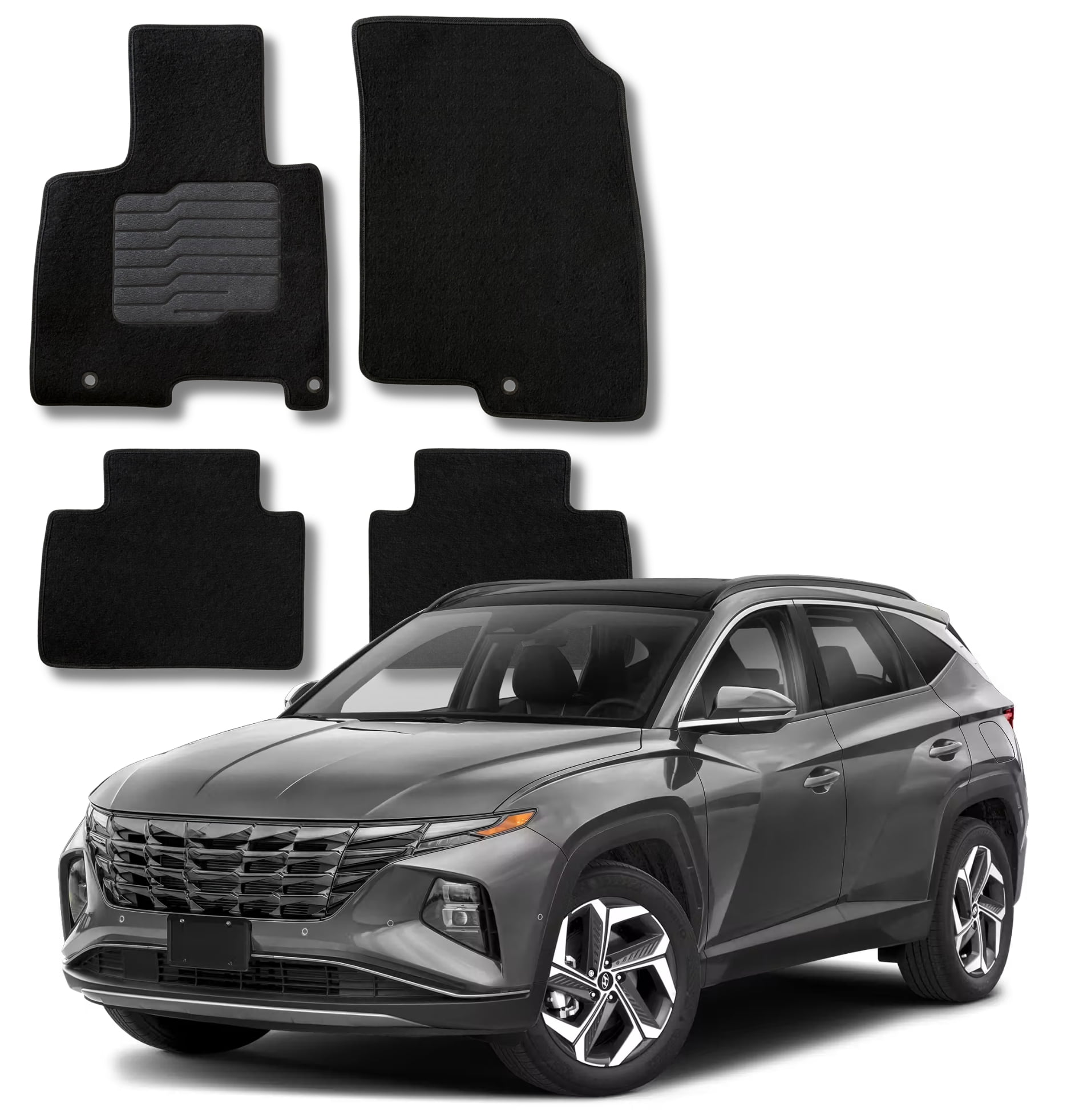 Carpet Floor Mats Fit for 2022 to 2026 Hyundai Tucson, Front and Rear, Black - ecoMats