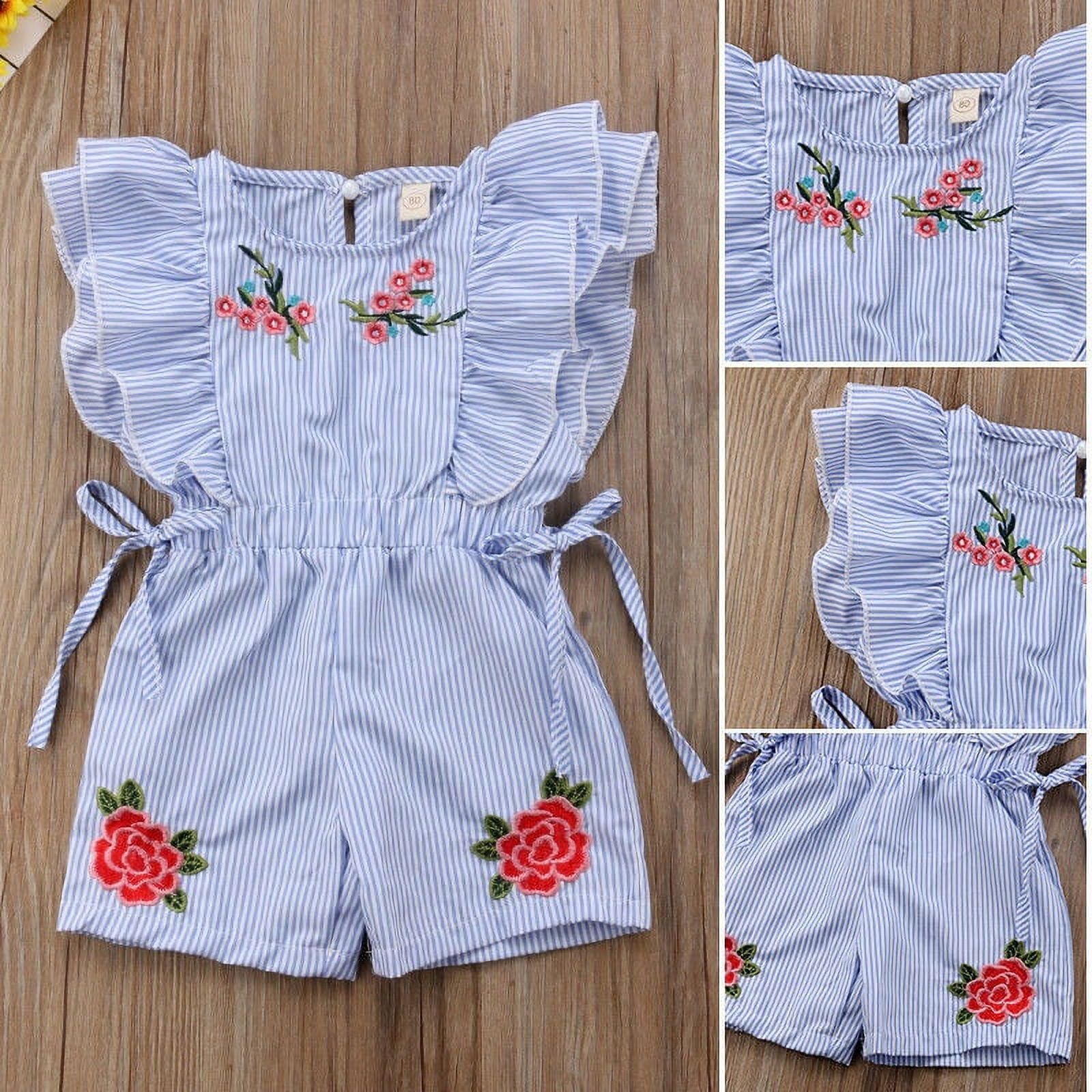 Toddler Girl Bowknot Design Stripe Cami Romper Jumpsuit Shorts