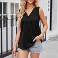thumbnail image 2 of JGGSPWM Women Summer Casual Sleeveless Tank Top T-shirts V Neck Tops Short Sleeve Loose Fit Tunic Blouses Black M, 2 of 6