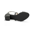 thumbnail image 5 of BLISSFUL STEP Women's Open Toe Cross Strap Mid Block Heel Sandals Gray 6, 5 of 8