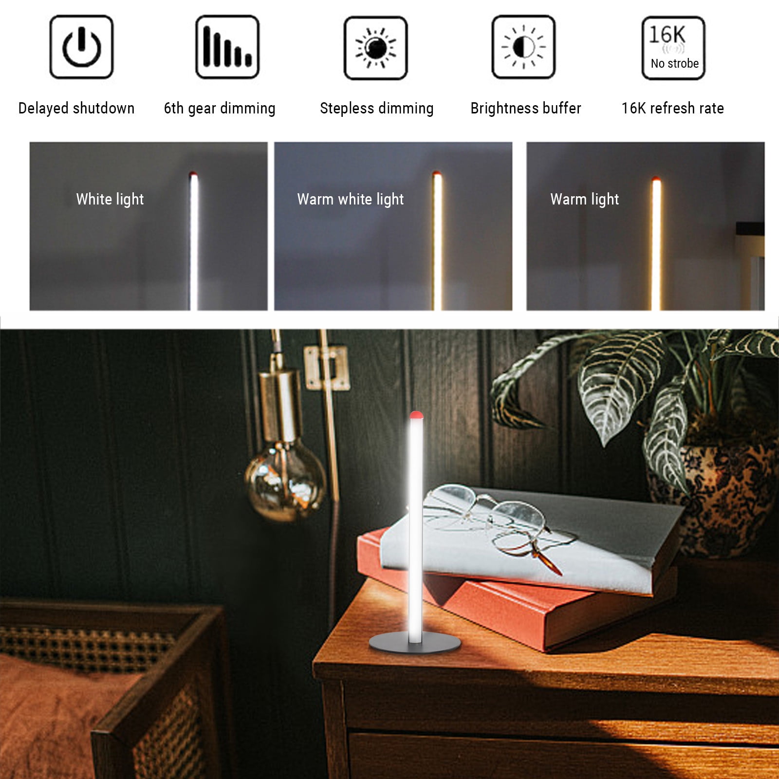 Specollect Clearance 5Pcs LED Corner Floor Lamp, 9.84in Minimalist Dimmable Sleek Light, Standing Tall Lamp for Living Room, Bedroom, Office, Warm White Light Atmosphere Lamp