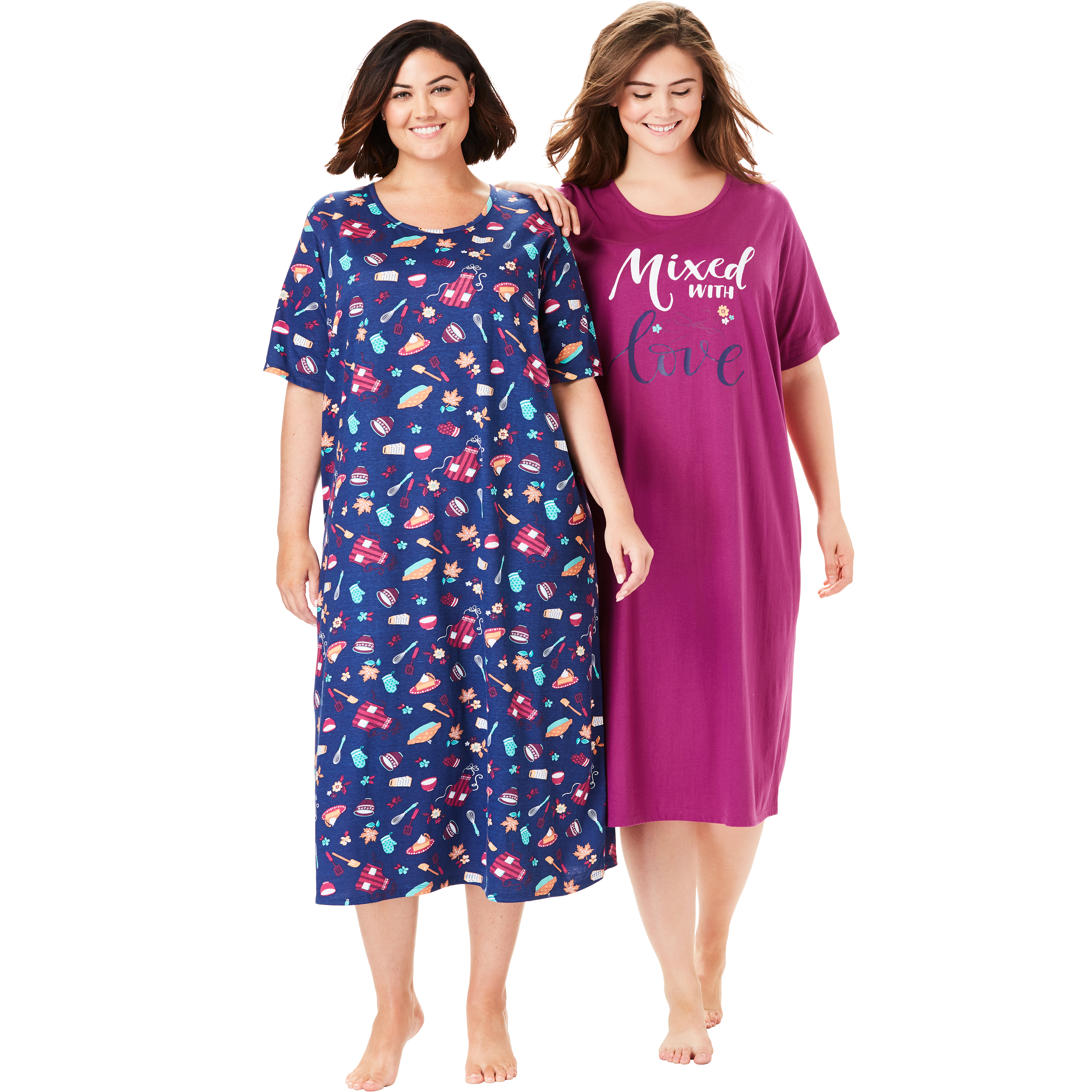 Dreams & Co. Women's Plus Size 2Pack Long Sleepshirts Nightgown