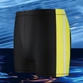 thumbnail image 4 of GUZOM Mens Swim Trunks Quick Dry Yellow Contrast Stripe, Stretch Board Shorts Square Leg Color Block Waist 28-38 Inch,Size Free Size, 4 of 6
